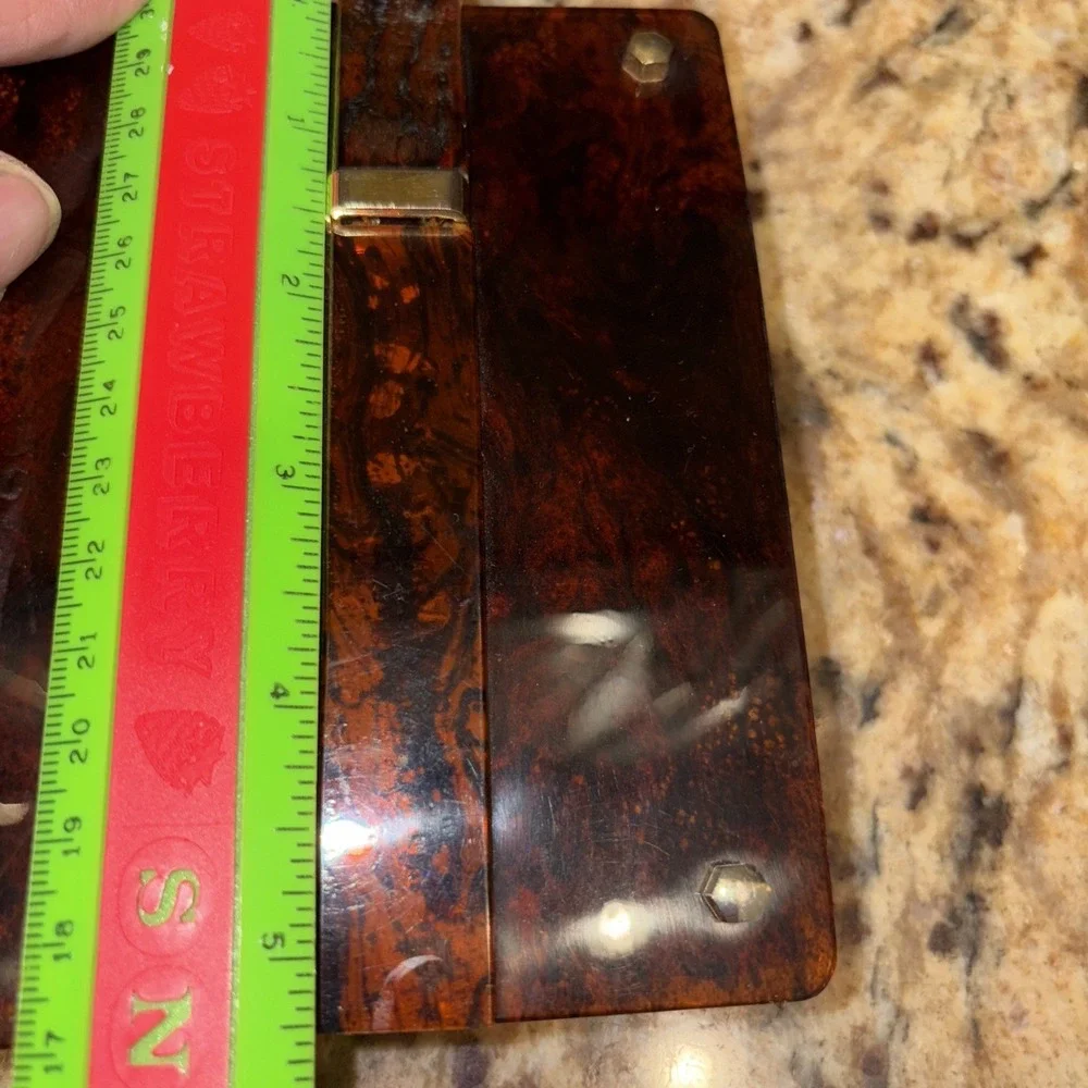 Vtg  Kornet Bakelite Lucite  Tortoiseshell Hand‎ Purse adorable magnet close 5X8